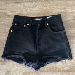 Levis Ribcage High Waist Denim Shorts